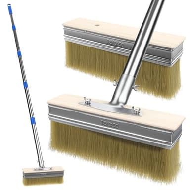 Deck Paint Brush With 55" Long Handle and 2 Pcs7.1"Paint Brush Heads,Decking Large Deck Stain Applicator for Walls,Woodfloors,Woodstains,Decking Paints,Decking Stains,Fence Wall Furniture