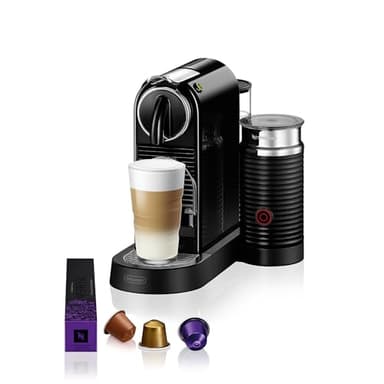 Nespresso Citiz Coffee Machine with Aeroccino Milk Frother by De'Longhi for Original Coffee Pods, Latte, Cappuccino, Espresso, Starter Capsule Set Included, ENV267.BAE, Black