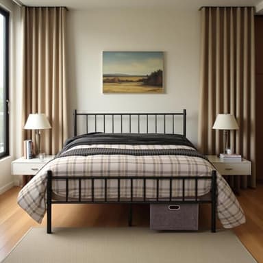 buybyroom Small Double Bed Frame, Metal Bed Frame with Underbed Storage, Suitable for 120x190 cm Mattress, Suitable for Adults and Children, Black