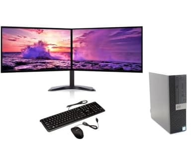 COMPUCLEAR Complete set Dual 24 inch IPS Monitors & OptiPlex 3040 Core i3 8GB RAM 1TB HDD DVDRW WiFi Windows 11 Pro 64-Bit Desktop PC Computer Keyboard and Mouse (Renewed)