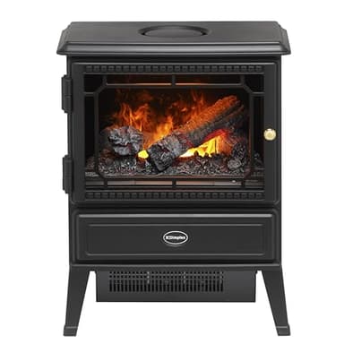 Dimplex Gosford Optimyst Water Vapour Electric Stove Fire, Real Flame Effect, Black Fireplace, Log Fuel Bed, 1000W/2000W Fan Heater, Adjustable Thermostat, Remote Control