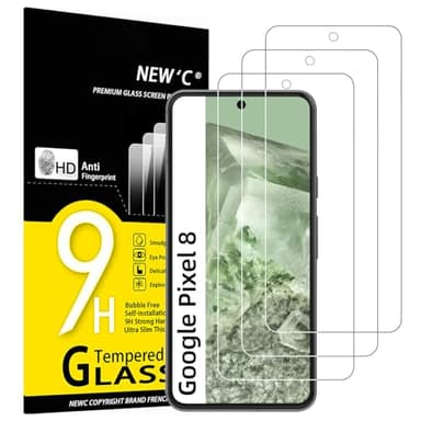 NEW'C 3 Pack Designed for Google Pixel 8 Screen Protector [No for Pixel 8A/8 Pro], Tempered Glass,Case Friendly Scratch-proof, Bubble Free, Ultra Resistant