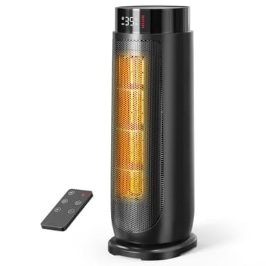 Aroeve Electric Heater, 2000W PTC Fan Heater for Home Space, Quiet Room & Portable, 90° Oscillation, 4 Modes, ECO Energy-Saving, 24H Timer, Remote Control, Overheating & Tip-Over Protection