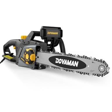 DOVAMAN 2400W Electric Chainsaw, One-Step Tool-Free Tensioning, 16 Inch Oregon Bar and Chain, 15m/s Speed, 6m Power Cable, Auto Lubrication, Powerful Chainsaw with Two Chains - DCS01A