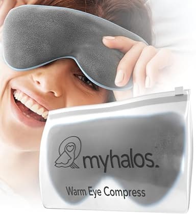 MyHalos® Heated Eye Mask for Dry Eyes - Microwave Activated Warm Eye Compress Treats Blepharitis & Styes - Our Plush, Warm Compress for Eyes Includes a Adjustable Strap & Pouch