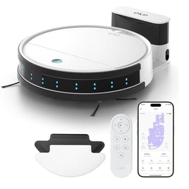 OKP Robot Vacuum Cleaner with Mop 3-in-1, 120min Runtime, Precise Obstacle Avoidance, Robotic Vacuum Ultra-slim 3 inch with Remote Control, Self-Charging, WiFi/App/Alexa,Ideal for Pet Hair, Carpets