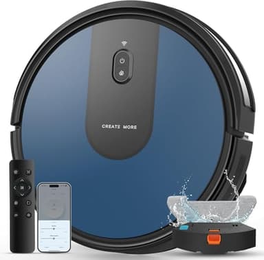 Deenkee Robot Vacuum Cleaner with Mop, 5000Pa Ultra Strong Suction 4-in-1 Robotic Vacuums, Auto Carpet Boost, Long Running Time, Alexa/App/WiFi for Pet Hair Hard Floor