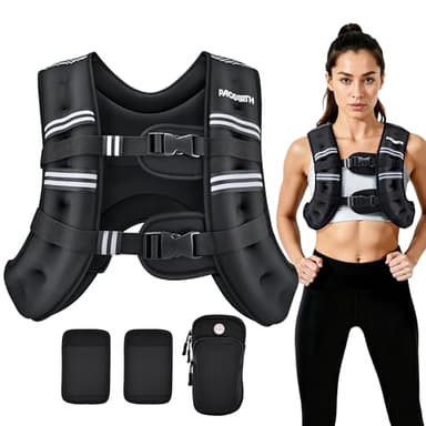 PACEARTH Weighted Vest, 6lb/12lb/16lb/25lb/ Weight Vest with Reflective Stripe, Body Weight Vests Adjustable for Men, Women Workout, Strength Training, Running, Walking, Jogging