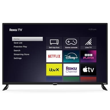 VELTECH 43 Inch Smart TV 4K – UHD Roku TV with Freeview, Netflix, Apple TV+, BBC iPlayer, HDR, Dolby Audio, Voice Control, HDMI, USB – Smart TV for Living Room, Lounge or Office [Energy Class F]