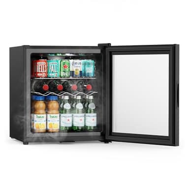 VonHaus Drinks Fridge 50L – Mini Beer & Wine Fridge with Reversible Glass Door & LED Light, Auto Defrost, 0-20°C, Lock & Keys, Table Top Drinks Refrigerator with 43L Net Capacity [Energy Class D]
