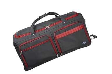Aerostar 32" Large Lightweight Duffle 2 Wheel Travel Bag Holdall Suitcase Check-in Luggage Ironpath (122L, Black/Red)