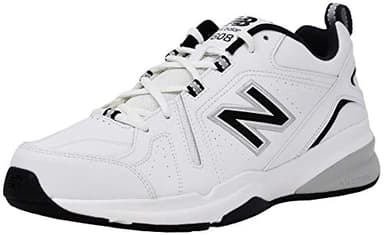 New Balance Men 608V5 Trainer Shoe, White/Black/Silver, 11.5 Wide