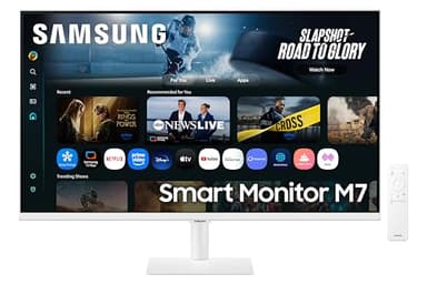 Samsung LS32FM703UUXXU 32" 4K Ultra HD HDR10 Smart Monitor with Speakers - White - 3840x2160, USB-C, HDMI, WiFi, Bluetooth, Smart Hub for TV streaming, Catch Up Apps and Gaming Hub