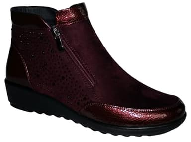 Cushion Walk Ladies Womens Wedge Heel Smart Casual Ankle Boots in Sizes 4-8 (Burgundy, 6 UK, UK Footwear Size System, Adult, Women, Numeric, Medium, 6)