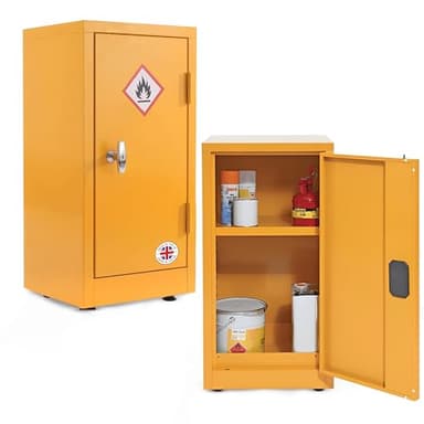 Horison Industries COSHH Cabinet COSHH Cupboard Fire Proof Flammable Storage Cabinet - 700x355x305mm Hazardous Substance Yellow Small Dangerous Substance Chemical COSHH Cupboards