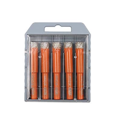 Dry Diamond Drill Bit Set,BGTEC 5pcs 10mm Hole Saw for Granite,Marble,Masonry, Concrete, Tile/Ceramic, Glass, Hard Plastic,Vacuum Brazed Diamond Core Drill Bit Kit