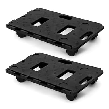Flatro 100Kg (Pack of 2) Interlocking Plastic Dolly Trolley with 360° Rotating Wheels | Heavy Duty Furniture & Appliance Moving Platform | 100kg Load Capacity | Smooth Easy Glide Transport Cart