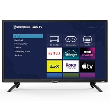 Westinghouse 32 Inch TV Smart Roku OS - LED HD, Freeview, Netflix, Apple TV+, BBC iPlayer, Dolby Audio, HDMI, USB- Ideal Small TVs for Bedroom, Lounge or Kitchen 【Energy Class E】