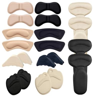 10 Pairs Shoe Size Reducer Inserts, Heel Cushion Pads, Includes Adjustable Toe Fillers, Front Insoles & Heel Grips, Shoe Inserts for Shoes Too Big, Heel Inserts for Ladies Shoes Daily Wear