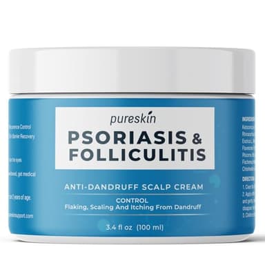 PURESKIN Psoriasis Scalp Treatment Cream - Fast Relief for Scalp Psoriasis, Folliculitis, Dandruff, Seborrheic Dermatitis - Stops Itching, Flaking & Redness – Cooling Mint Formula, Non-Greasy, 3.4 oz