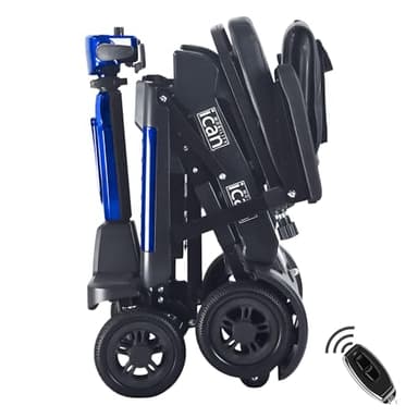 iCAN EasyFold X-12 2026 Automatic Folding Mobility Scooter – Lightweight 22Kg and Battery, Automatic Fold, Long Range, LED Display – Portable Mobility Scooter, Class 2, UK Regulated (Blue)