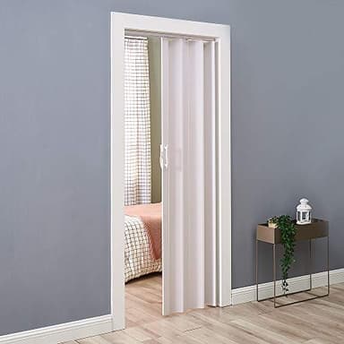 Plastic Foldable Sliding Door, Internal Folding Door Panel with Handle, Space Saving Room Divider (White, Thickness 6mm)