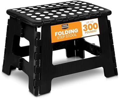 Utopia Home Folding Step Stool 9 Inch, Portable Anti Slip Surface for Kids and Adults, Heavy Duty Folding Stool with Carrying Handle, 300 lbs Load Capacity, Pack of 1, Black