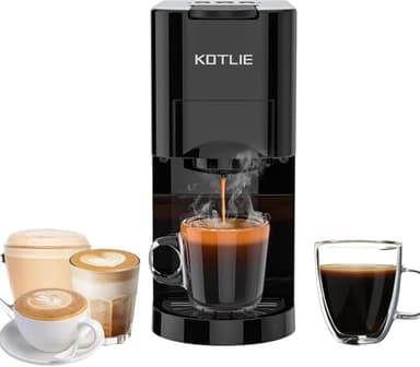 Espresso 4in1 Coffee Machine for Nespresso Original/Dolce Gusto/Ground Capsule and ESE Coffee Pods,19 Bar Automatic Coffee Machines Black(AC-513K) (BLACK)