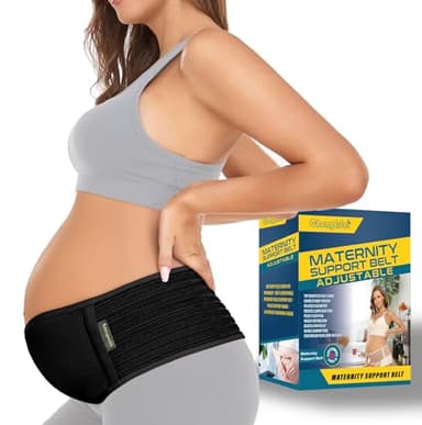 ChongErfei Pregnancy Belly Band Maternity Belt Back Support Abdominal Binder Back Brace - Relieve Back, Pelvic, Hip Pain for Pregnancy Recovery (Black, One Size)