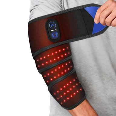 AFDEAL Cordless Heating Pad for Arm Elbow Leg, Heating Pad Body Wrap with Red Light, 5000mAh Rechargeable Fast Heating Arm Sleeve with 3 Heat & Timing Settings, Black