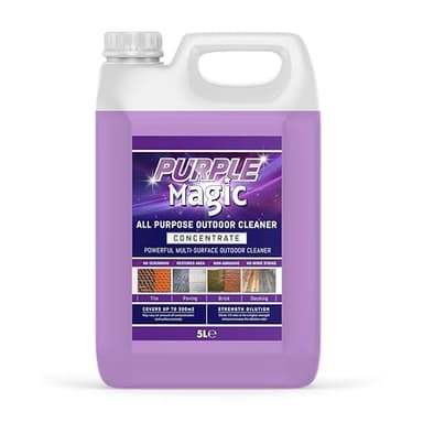 Purple Magic - All Purpose Outdoor Path and Patio Cleaner | Concentrated Mould, Mildew, Lichen, Algae Remover | Decking, Driveways, Rooftops, Spray & Leave Cleaner (Up to 300m2 coverage) - 5 Litre