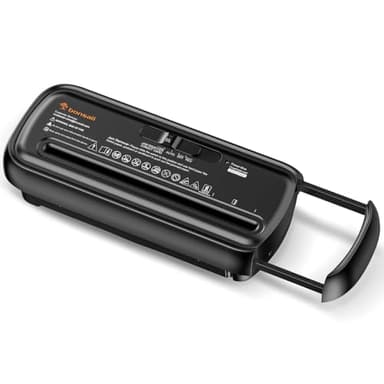 Bonsaii Paper Shredder for Home Use, 6 Sheet Strip Cut Small Paper Shredder Without Bin for Home Office, Portable Shredder Extendable Arm Design with Overheat Protection (S123-B)