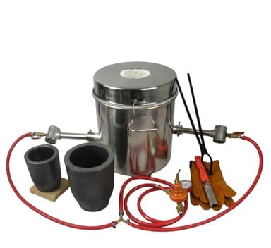 16KG Gas Metal Melting Furnace Propane Forge Dual Burner 2 Crucibles Casting Tool Gold Foundry Refine