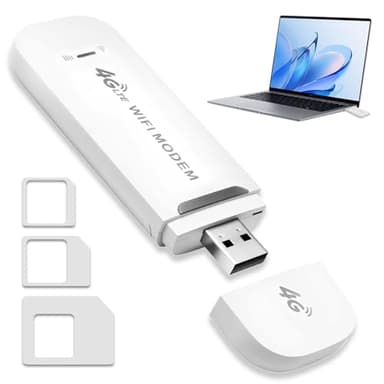 4G USB Dongle Modem Portable WiFi with SIM Card Slot Travel Wireless Router Pay as You Go USB Plug Modem Hotspot Pocket Router 150Mbps High Speed Mobile Internet Adapter for Phones Laptops Car Outdoor