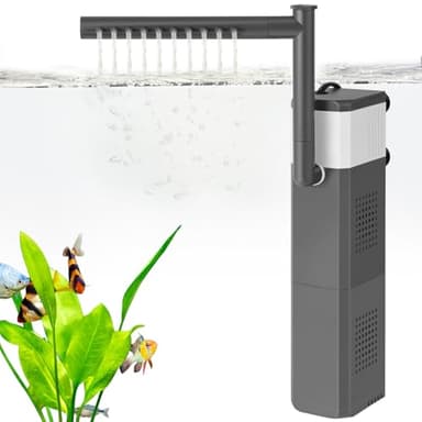 VILLNO 12W 700LPH Ultra Powerful Aquarium Filter for 60-180L Fish Tank, 3-IN-1 Adjustable Fish Tank Filter with Biochemical Sponge, Internal Submersible Fish Tank Filters for Turtle/Shrimp/Breeding