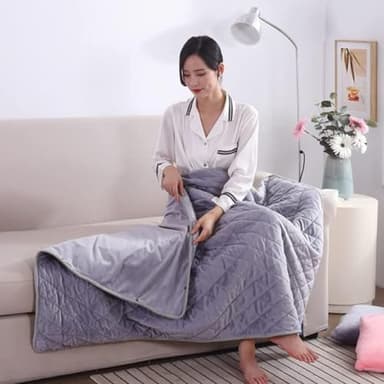 Electric Blanket Single, 75x120cm Heated Blanket USB Powered 5V Energy Efficient, 3 Temperature Setting, Soft Flannel, Electric Heated Blanket Throw for Sofa Chair, Machine Washable (Grey)