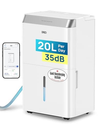 Dreo 20L/day Smart Dehumidifier Low Energy, 35dB Quiet, Laundry Dry, Whole House, Humidity Sensor & Display, Large Room Auto, 3 Speed, Humidity Control, Good Housekeeping Institute Approved 2026