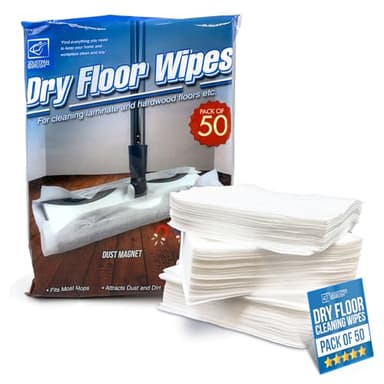 Pack of 50 Disposable Microfibre Electrostatic Floor Cloths for Flat Swivel Mop Multi Fitting Cleaning Wipes - 29cm x 21cm Fits Most Mops Like Swiffer Etc