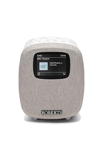 Roberts ORTUS5 FM/DAB/DAB+ Digital Clock Radio with Bluetooth, Alarms and Colour Display, White