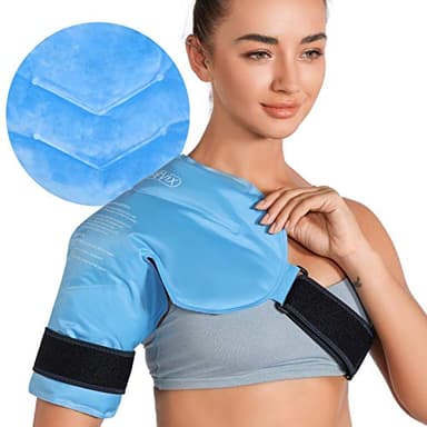 REVIX Shoulder Ice Pack, Reusable Ice Pack Wrap for Rotator Cuff Cold Therapy, Cold Compression Brace for Shoulder Discomfort, Fatigue, Post-Workout Recovery and Ease Tiredness (Standard, Blue)