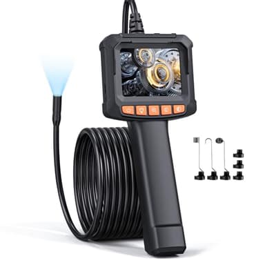 Endoscope Inspection Camera, Qimic 2.4'' IPS Screen Borescope With 8 LED Lights, IP67 Waterproof Endoscope, 1080P HD Snake Camera, 16.4FT Semi-Rigid Cable, Gadgets for Men