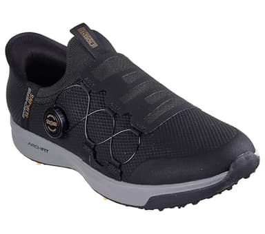 Skechers Men's Hands-Free GO Golf Elite Vortex Slip INS Sneaker, Black Synthetic/Textile/Grey Trim, 10 UK
