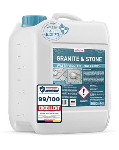 PLINTEX® Stone Sealer Outdoor & Indoor 5L covers up to 60 sqm - Water-Based Stone Impregnator for Sandstone, Limestone, Granite, Travertine, Concrete & Slate - Impregnating Patio Cleaner Sealant