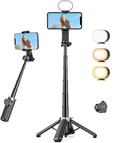 Victiv Mini Selfie Stick with Fill Light, iPhone Tripod Stand for Filming with Detachable Remote, Mobile Phone Tripod for Selfies Vlogging & Video Recording, Portable Content Creator Equipment