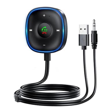 SONRU Aux Bluetooth Adapter for Car, Bluetooth 5.3 Aux Adapter with Mic Noise Cancellation, [Dual Connection&Plug-and-Play] Bluetooth Receiver for Car/Home Stereo Music Streaming and Hands-Free Calls