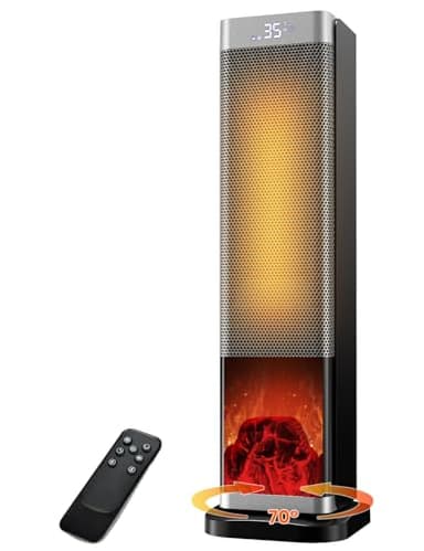 23 Inch Electric Heater, 2000W Space Heater with Remote, 35dB Silent Ceramic Heaters for Home with 70° Oscillation, 4 Modes, Overheating & Tip-Over Protection and 12H Timer for Office Bedroom