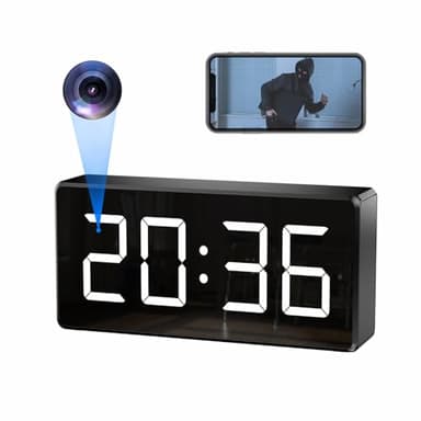 DateNexa 4K Spy Camera WiFi Hidden Camera Clock 170 Wide Angle Wireless Home Office Security Indoor Secret Camera Nanny Spy Cam Surveillance Camera App Control Night Vision Motion Detection (Black)