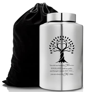 Gredstar Tree of Life Adult Cremation Urn for Human Ashes - Large Memorial Urn with Black Velvet Bag, Funeral Decorative Ashes Holder for Burial or Keepsake,Always By My Side