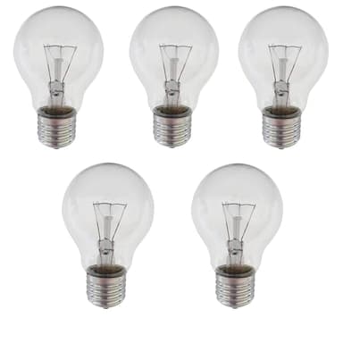 5 x Traditional 60W GLS Edison Screw (ES) Clear Light Bulbs 240V E27