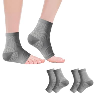 2 Pair Compression Socks, Functional Aid Socks for Neuropathy Pain Relief, Foot Pain Relief, and Improved Circulation, Ankle Compression Socks for Men Women, Grey